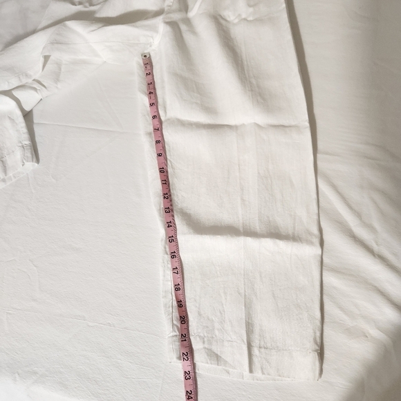 Vanity Made in Italy 100% Linen White Cropped Zip Button Front Pants Size 4XL - Picture 12 of 15